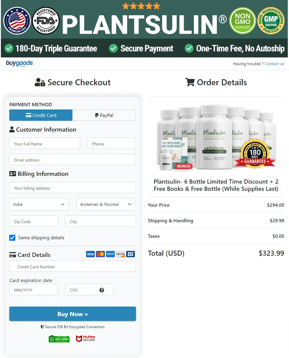 Plantsulin Order Page
